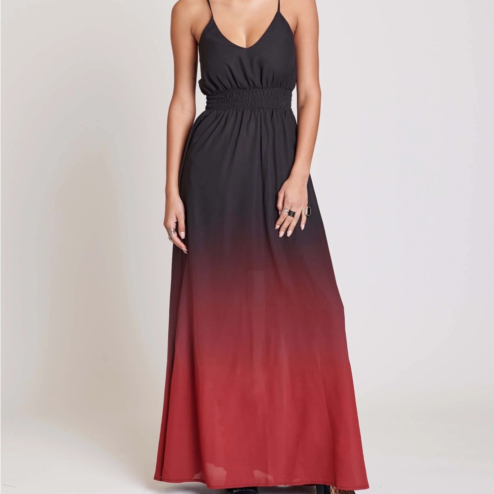 Midnight Hour Plus Size Black and Red Ombre Maxi Dress